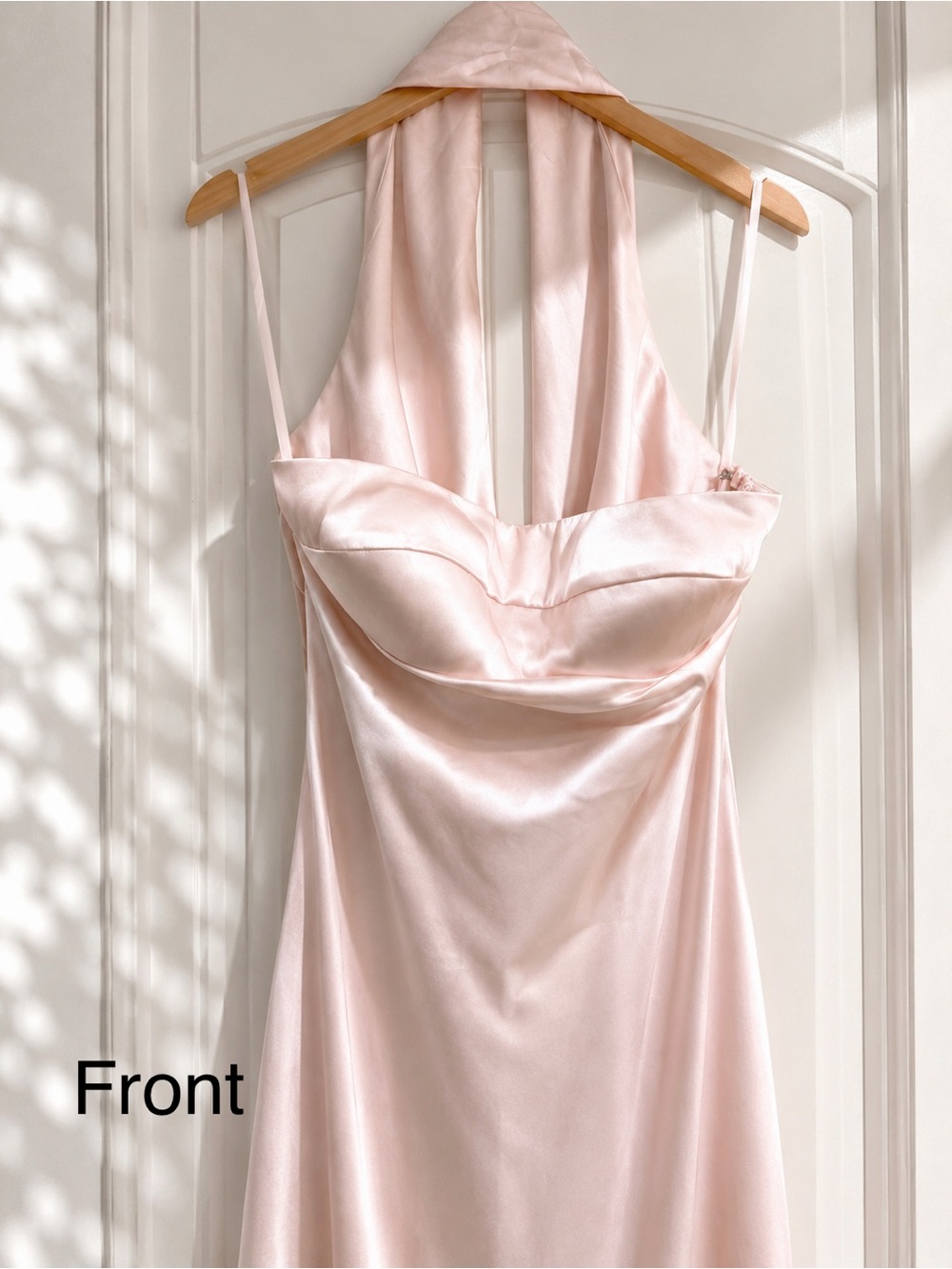 Hello Molly Strapless Satin Gown in Blush Pink - Picture 3 of 5